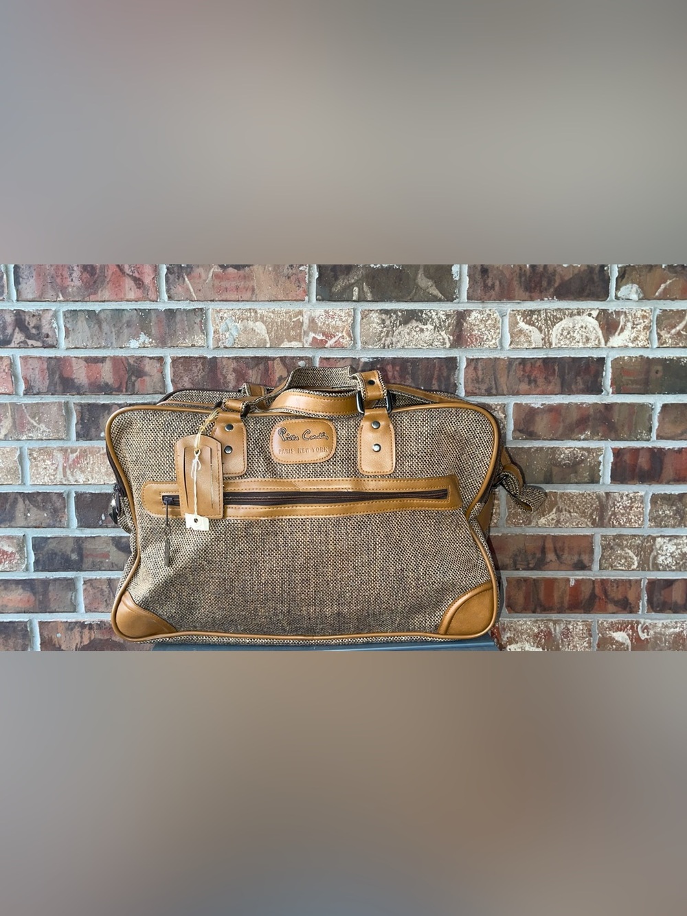 Vintage Pierre Cardin Brown/Tan Woven Duffel Bag